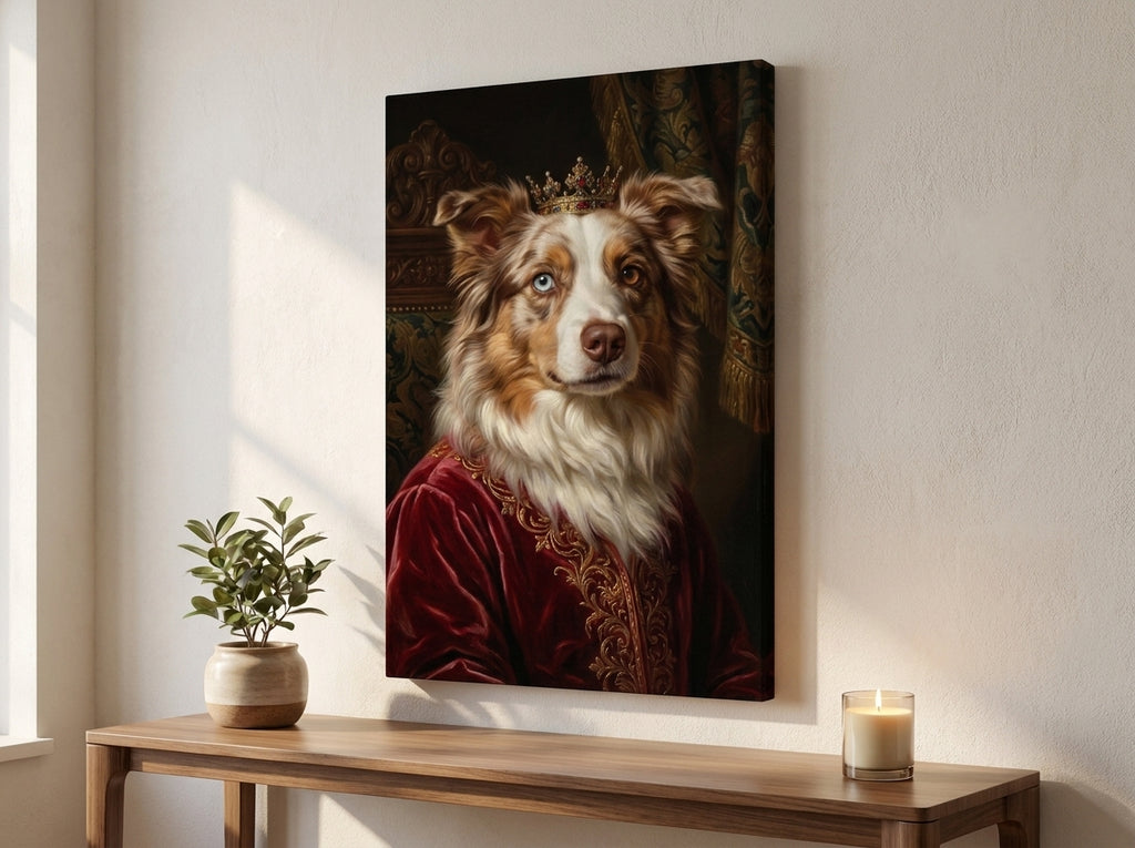 Custom pet portrait canvas — regal Renaissance style