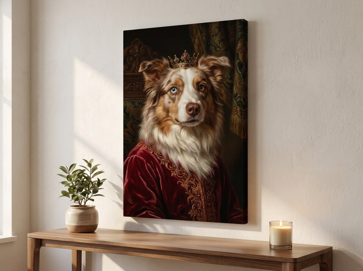 Custom pet portrait canvas — regal Renaissance style