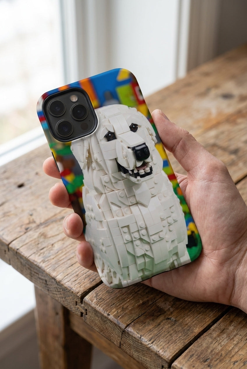 Custom pet portrait phone case — Lego style