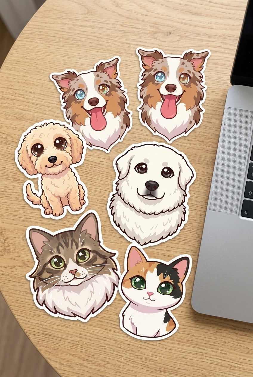 Custom pet die-cut vinyl sticker pack
