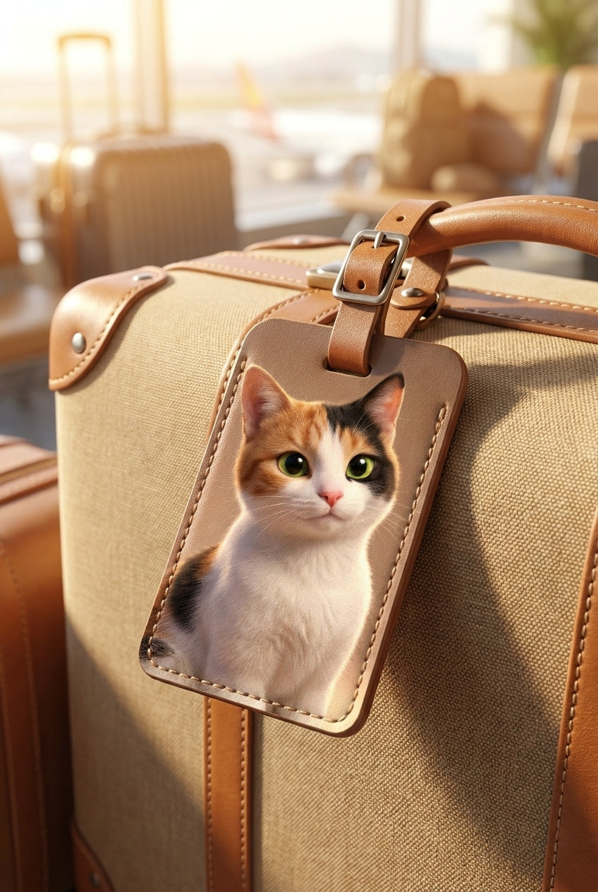 Custom calico cat luggage tag