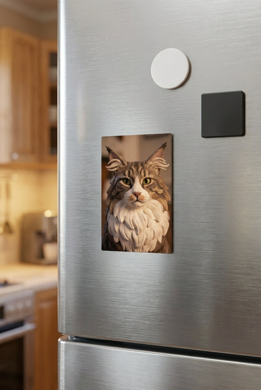 Custom pet portrait fridge magnet — claymation style